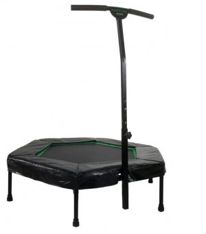 Tunturi Hexagon Fitness Trampoline - Incl. in hoogte verstelbare handgreep - 100 cm springoppervlak - Incl. beschermhoes - incl. gratis fitness app