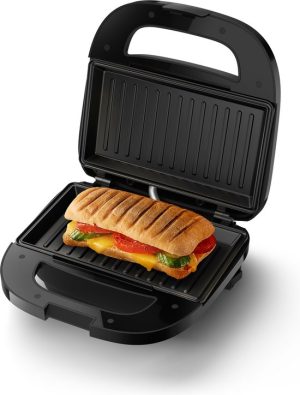 Philips Tosti Apparaat HD2330/90 - 750W - Antiaanbaklaag - Snoeropbergsysteem - Verticaal op te Bergen - Easy Lock Systeem - Zwart