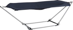 Campart Hangmat met Standaard BE-0640 - Opvouwbaar en lichtgewicht - Stalen Frame - Draagvermogen 150 kilo - inclusief Opbergtas - Blauw