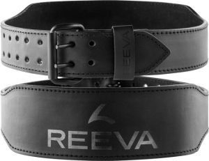 Reeva Lifting Belt met Dubbele Gesp - Maat L - 6 mm - Zwart Leren Gewichthefriem met 6mm dikte