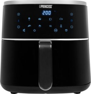 Princess Digitale Airfryer 182238 - 4 liter - PFAS vrij - Groot - Heteluchtfriteuse - Zwart - Digital Touchscreen - 8 Automatische Programma's - Inclusief in hoogte verstelbaar Grillrack
