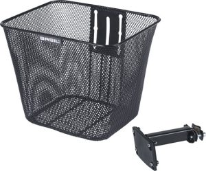 Basil Bilbao - Voormand fiets - Vaste montage - Incl. bevestiging - Fijnmazig staal - Zwart