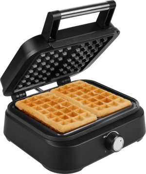 Princess 132398 Wafelijzer - 2 Belgische wafels - 4x7 - Regelbare thermostaat - Anti aanbaklaag - Hoog vermogen - 1500 Watt - 26 x 22 cm - Belgisch Wafelijzer Deluxe - Zwart