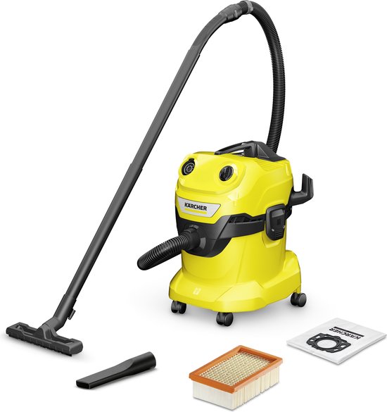 Kärcher WD 4 V-20/5/22 Nat- en Droogzuiger - 1000 W - 20 liter - Vlakfilter Kärcher WD 4 V-20/5/22 Nat- en Droogzuiger - 1000 W - 20 liter - Vlakfilter