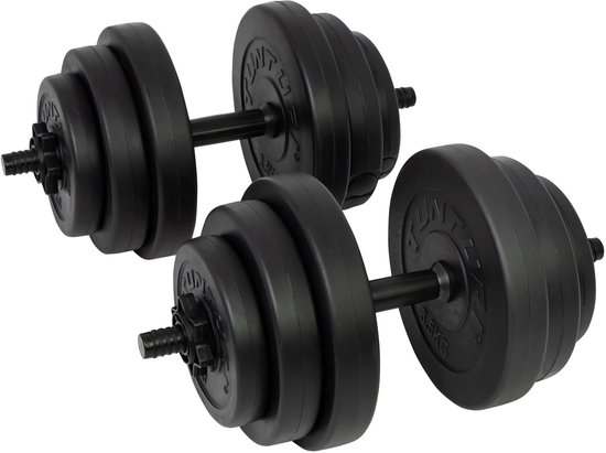 Tunturi Gewichten - Halterset - Dumbbell Set - 2 Stuks - Totaal 28kg - Zwart - Vinyl - incl. gratis fitness app Tunturi Gewichten - Halterset - Dumbbell Set - 2 Stuks - Totaal 28kg - Zwart - Vinyl - incl. gratis fitness app