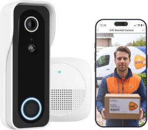 Trust DOORCAM-3000 - Slimme Video Deurbel - 3MP Camera - Draadloos met Accu - Geen Abonnementskosten - Wit
