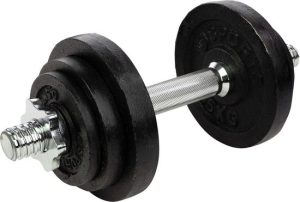 RS Sports Dumbellset - Halterset met gewichten - Totaal 10 kg - 1 stang - zwart