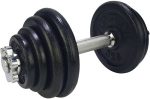 Tunturi Dumbell Gietijzer totaal 15kg - Halterset met schroefsluiting - Dumbbell Set - 1 Halterstang - 30mm - Incl. gratis fitness app