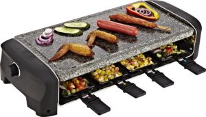 Princess Gourmetstel 162830 - Steengrill & Raclette Party – 8 personen - 42 x 21 cm - 1300 Watt - 2 meter snoer - Regelbare thermostaat - PFAS Vrij