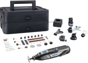 Dremel 8240 5/56 platinum editie - Inclusief 2x 12V 2.0 Ah accu - 65 accessoires - Detailhandgreep - lijn-en cirkelgeleider - multifunctioneel freeshulpstuk - bewerkingsplatform -comfort guard hulpstuk - lader