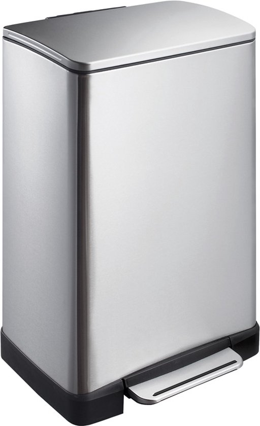 EKO - E-Cube pedaalemmer 40 liter - Stainless steel Plastic - mat RVS - Prullenbak EKO - E-Cube pedaalemmer 40 liter - Stainless steel Plastic - mat RVS - Prullenbak