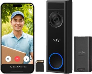 eufy Security C31 Video Deurbel - Add-on - Video Doorbell - 2K Resolutie - Nachtzicht - Draadloos/Batterij - Live videogesprek - 24/7 opname - Mens- en bewegingsdetectie - Compatibel met HomeBase S380 - Geen abonnementskosten