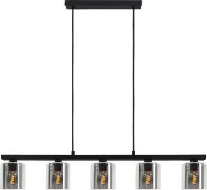 EGLO Cadley Hanglamp | E27 | 121 cm | Rookglas - Smoke glas | Zwart