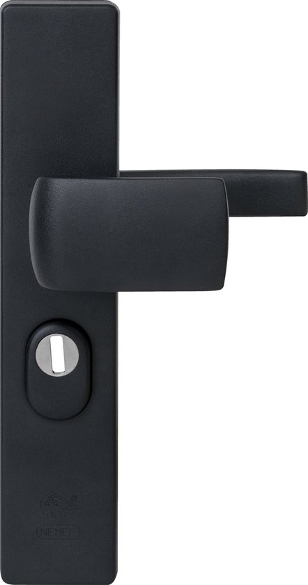 NEMEF veiligheidsbeslag LS met kerntrekbeveiliging SKG 3-sterren voordeur 55 mm zwart NEMEF veiligheidsbeslag LS met kerntrekbeveiliging SKG 3-sterren voordeur 55 mm zwart