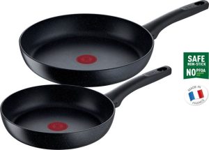 Tefal Black Stone koekenpannenset - Ø 24/28 cm