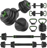 Tunturi Halterset en Dumbbells Vinyl 20 kg – Gewichten Set met Kettlebell en Barbell – Opdruksteunen - Schroefsluiting 30 mm – Anti-Slip Grip