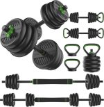 Tunturi Halterset en Dumbbells Vinyl 28 kg – Gewichten Set met Kettlebell en Barbell – Opdruksteunen - Schroefsluiting 30 mm – Anti-Slip Grip
