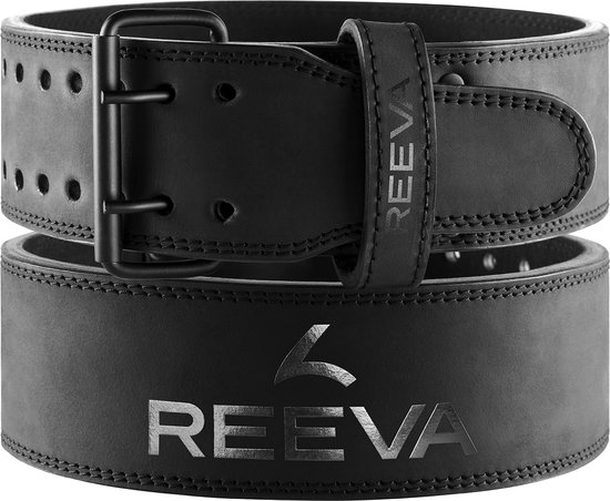 Reeva Zwart Lederen Powerlift Riem - Maat XS - Dubbele gespsluiting - Gewichthefriem geschikt voor Crossfit Reeva Zwart Lederen Powerlift Riem - Maat XS - Dubbele gespsluiting - Gewichthefriem geschikt voor Crossfit