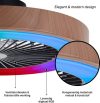 Brilliant Slimline - Plafondventilator - Met verlichting - LED 40W - 3000K-6500K - Dimbaar - Zwart met Houtstructuur rand - Zeer stil - Afbeelding 2