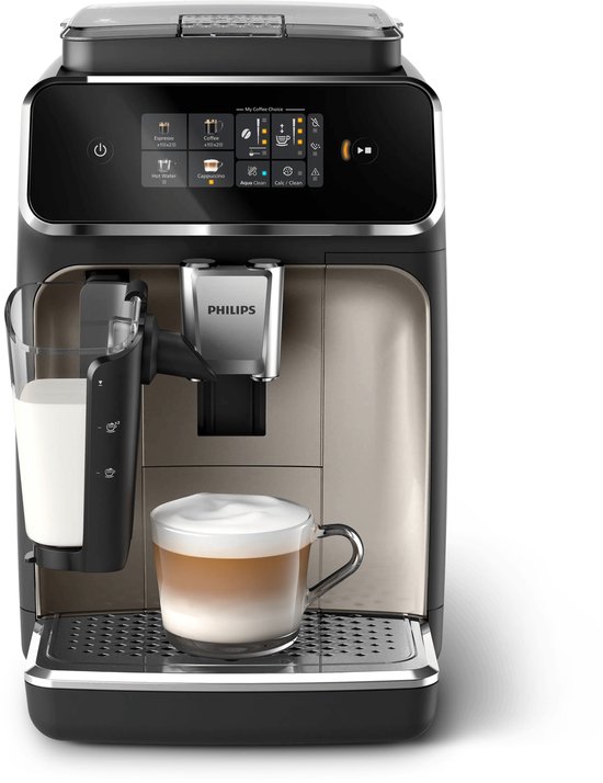 Philips 2300 Series LatteGo EP2336/40 - Espressomachine - 3 Soorten Koffie + Heet Water - Zwart / Chroom - + AquaClean Filter Philips 2300 Series LatteGo EP2336/40 - Espressomachine - 3 Soorten Koffie + Heet Water - Zwart / Chroom - + AquaClean Filter