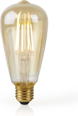 Nedis SmartLife LED Filamentlamp - Wi-Fi - E27 - 500 lm - 5 W - Warm Wit - 2200 K - Glas - Android / IOS - ST64 - 1 Stuks