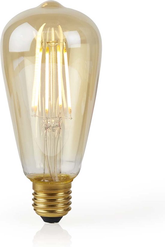 Nedis SmartLife LED Filamentlamp - Wi-Fi - E27 - 500 lm - 5 W - Warm Wit - 2200 K - Glas - Android / IOS - ST64 - 1 Stuks Nedis SmartLife LED Filamentlamp - Wi-Fi - E27 - 500 lm - 5 W - Warm Wit - 2200 K - Glas - Android / IOS - ST64 - 1 Stuks